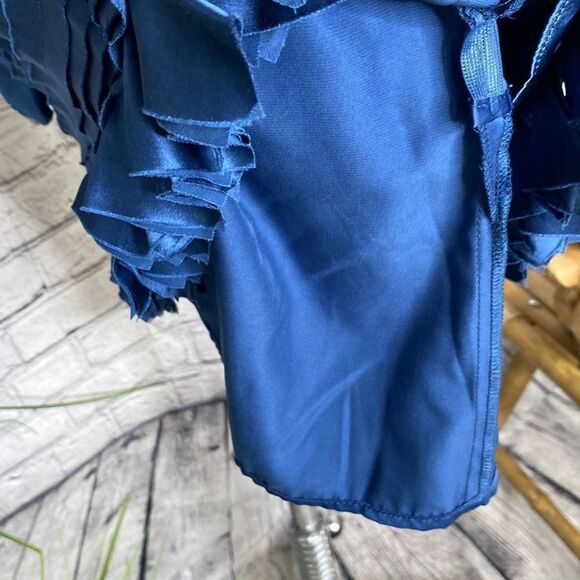 BCBGMaxazria Womens Jeweled Cut Out Ruffle Sleeveless Cocktail Dress Blue 2 - Picture 12 of 16